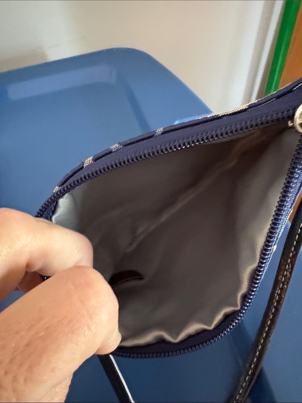 Coach Navy and Khaki Signature C Wristlet - Picture 6 of 10